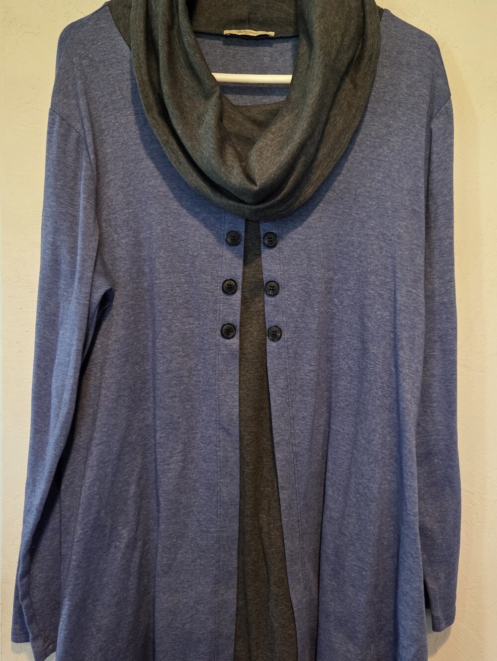 XXL Bebonnie Blue Tunic Cardigan with Dark Gray Collar